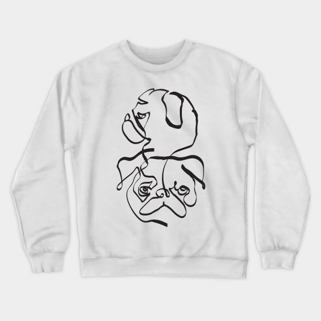 Abstract Line Pug Crewneck Sweatshirt by huebucket